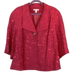 JM Collection Fuschia Pink Swing Jacket Blazer Boxy Short Jacquard Plus 18W
